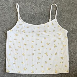 American Eagle Outfitters White and Yellow Floral Camisole